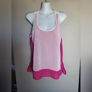 RW & CO  Pink and White Women's Tank Top, Size Small